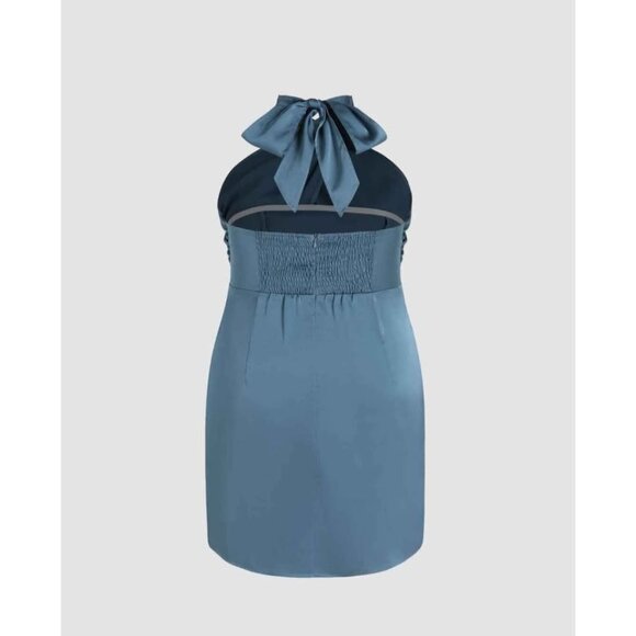 Solid Cross Halter Satin Dress Curve & Plus sz 1X/ 16 - Picture 2 of 8